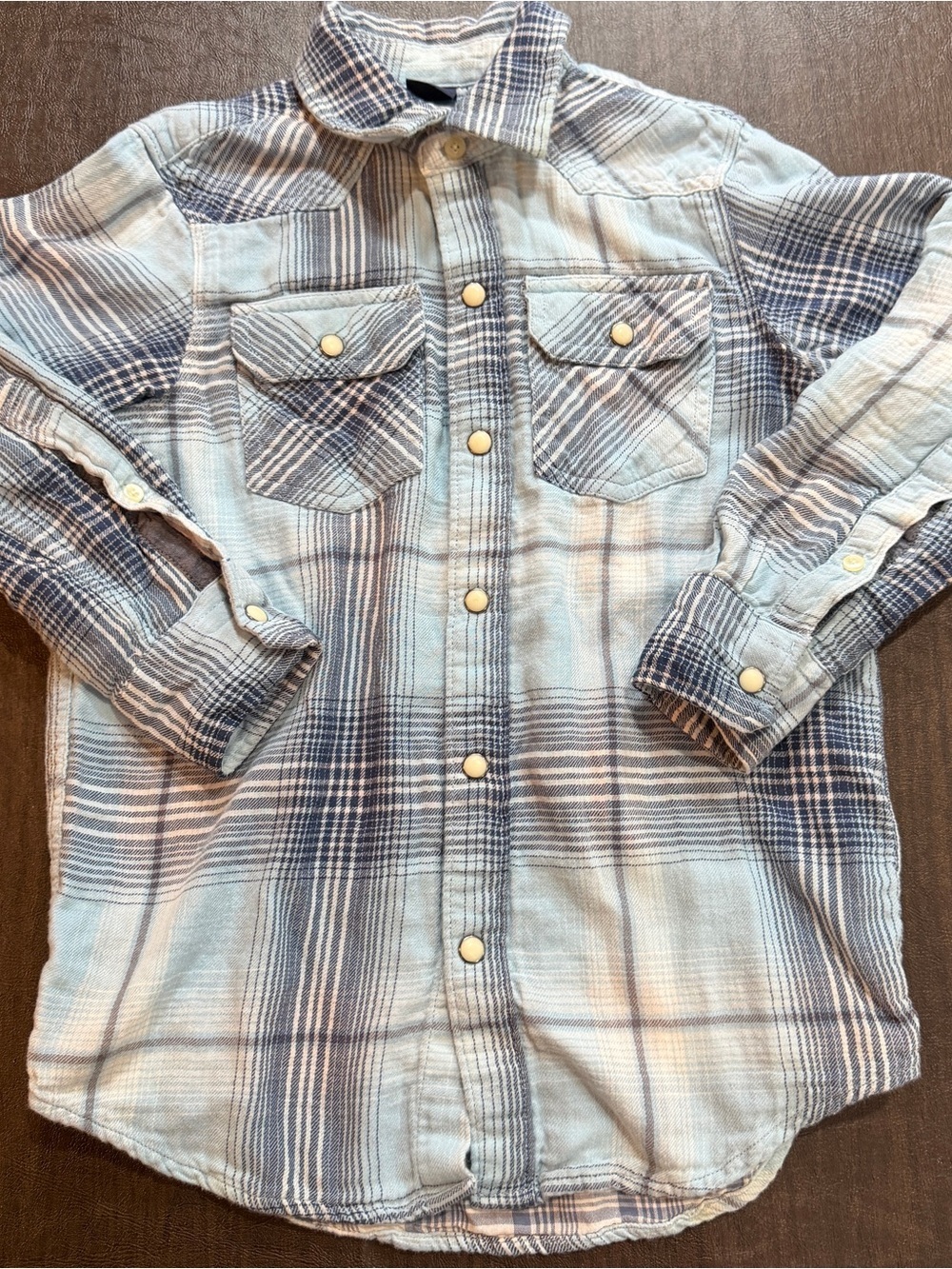 GapKids Western Blue Plaid Flannel Shirt Size S (6-7)